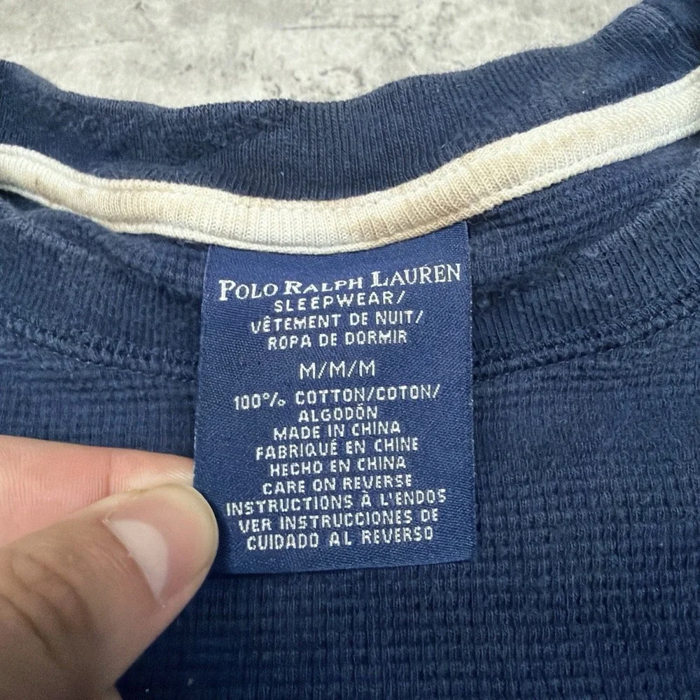 Polo Ralph Lauren Men's M Blue Waffle Knit Thermal Short Sleeve Shirt Sleep